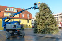 Bild vergrößern: Aufstellung des Weihnachtsbaumes und Anbringen der LED-Beleuchtung auf dem Marktplatz