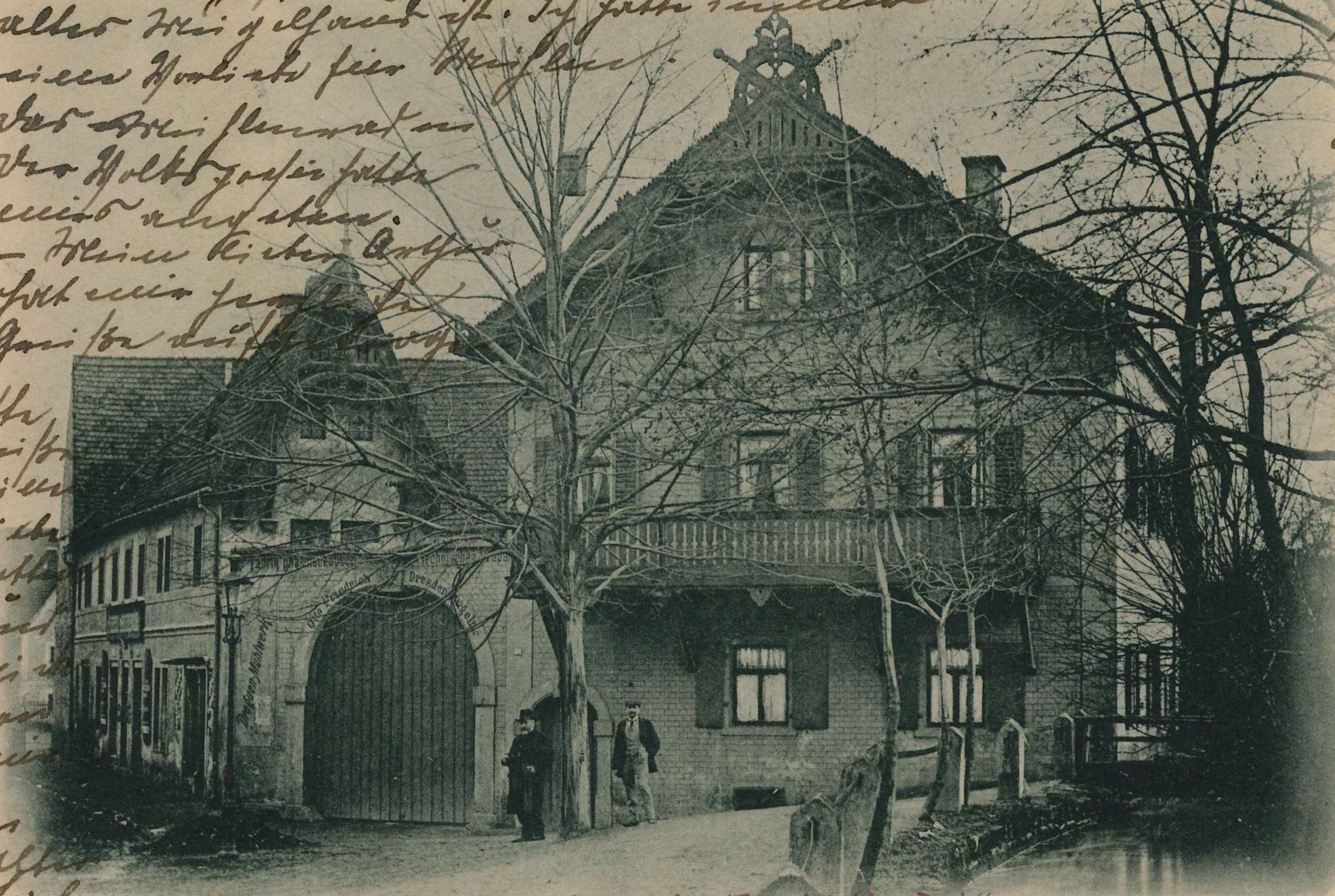 Bild vergrößern: Bildseite einer Ansichtskarte, Motiv: Drogenmühle, ca. 1900/05, Fotograf: unbekannt