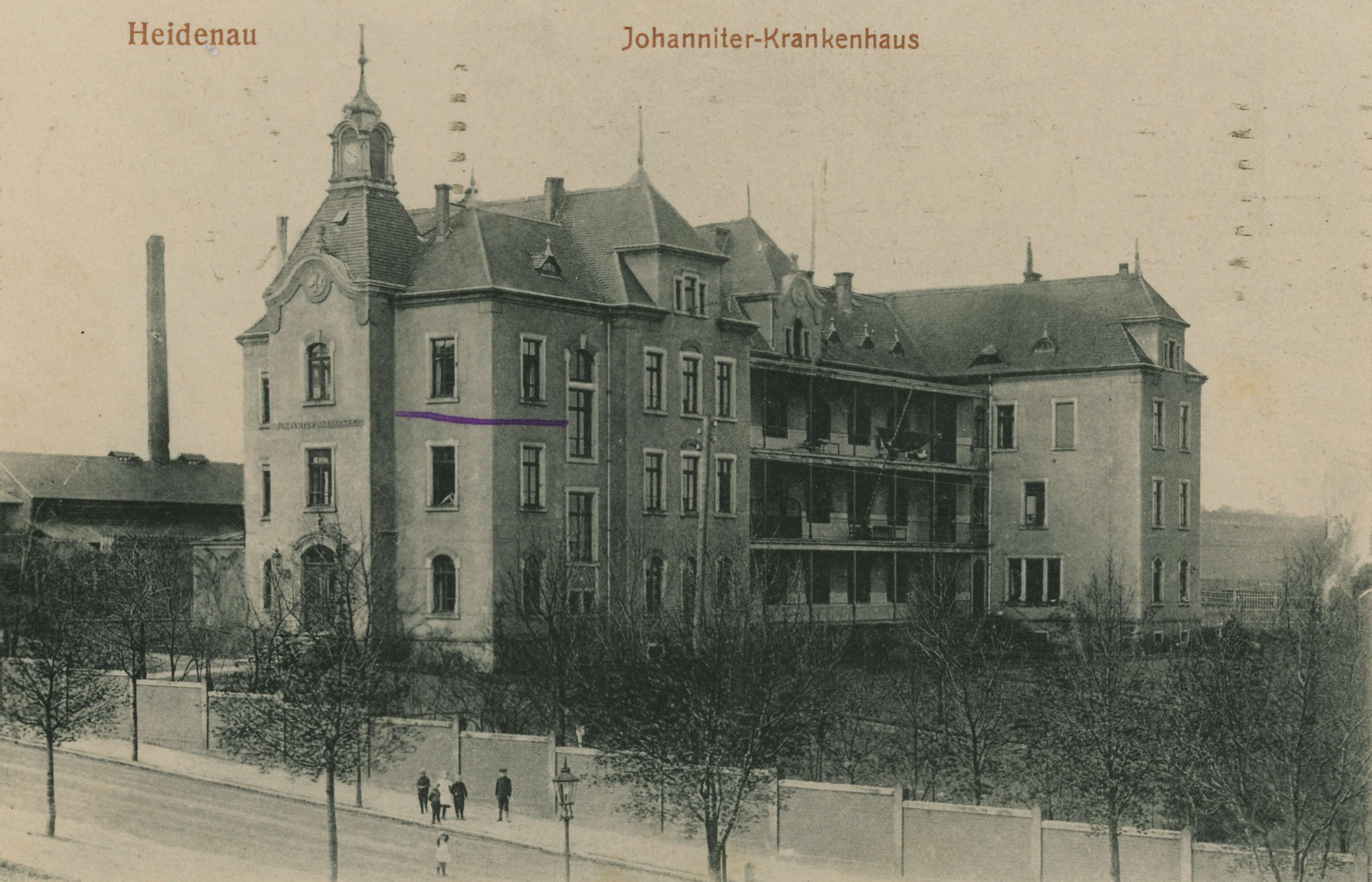 Bild vergrößern: Bildseite einer Ansichtskarte, Johanniter-Krankenhaus (heute Johanniter-Stift Dohna), um 1910, Fotograf: unbekannt